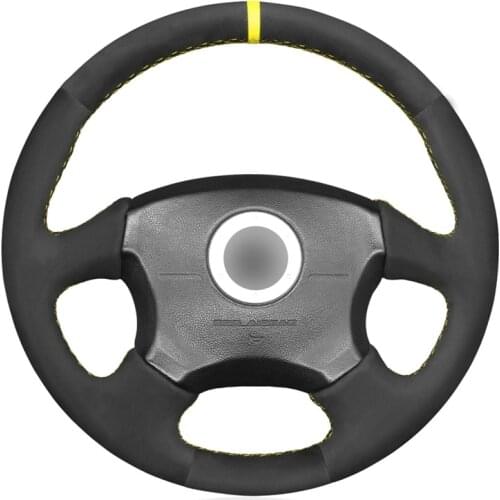Black Suede DIY Yellow Marker Hand Stitched Car Steering Wheel Cover for Subaru Impreza WRX 2002 2003 2004 Impreza WRX STI 2004