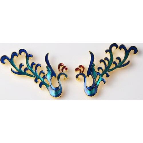 2pcs/lot Cloisonne Gold Rhinestones Buttons DIY Decorative Sew for Brooch Pin Dress Coat Bag Alloy Badge Wedding Accessories