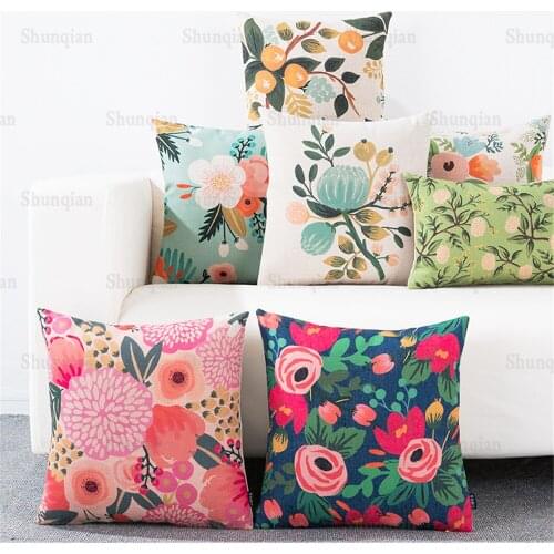 45x45cm Throw Pillow Cushion Cover Flower Plant Office Lumbar Pillow Sofa Cushion Pillow Case Cover For Living Room Decoration