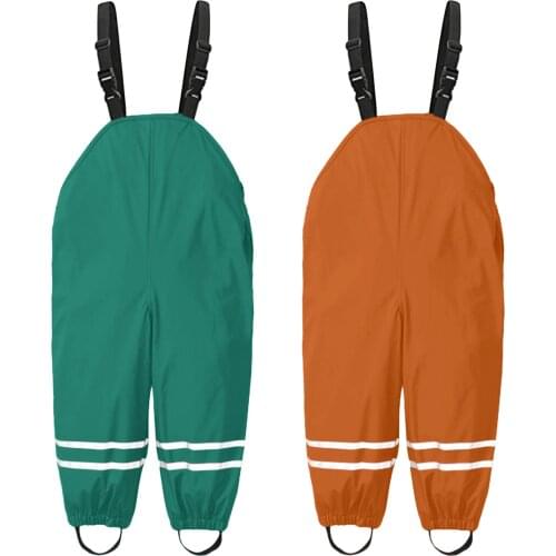 Children Rain Dungarees Windproof Waterproof Mud Rain Pants Trousers Kids Baby Boys Girls Overalls Impenetrable Rainwear Outdoor