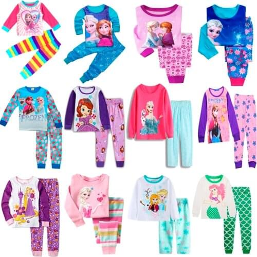 Childrens Pajamas Girls' Pajamas Elsa Anna Clothes Ice and Snow Wonderland Childrens Long Sleeve Pajamas Suit Childrens Suit