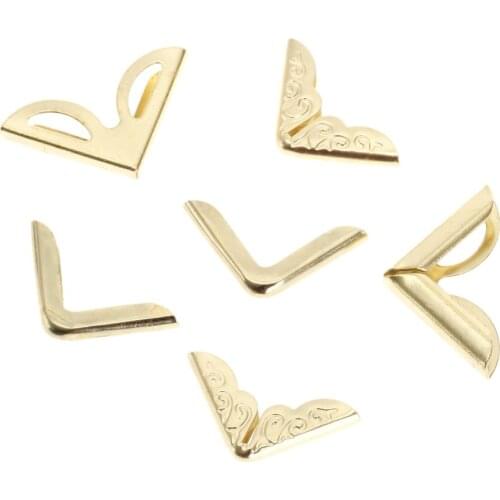 DRELD 100pcs Golden Decorative Metal Corner Brackets For Books Scrapbooking Photo Albums Menus Corner Protectors Crafts DIY