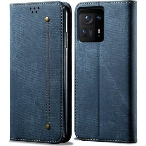 For Xiaomi Mi Mix 4 5G 2021 Flip Case Solid Leather Denim Card Slot Wallet Holder Funda Mi Mix4 Case MiMix4 MiMix 4 Luxury Cover