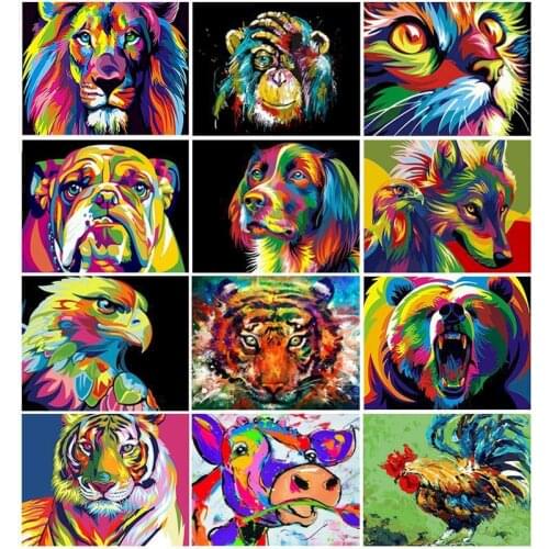GATYZTORY Painting By Numbers Animals Picture Coloring By Numbers On Canvas Home Wall Decor Decorative Frames
