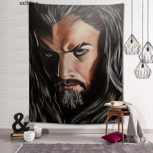 Custom Tapestry Famous Actors Jason Momoa Printed Large Wall Tapestries Hippie Wall Hanging Bohemian Art Decoration Room Decor
