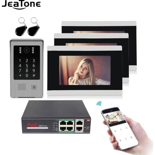 7'' WIFI IP Touch Button Video Door Phone Intercom Door Bell Building Access Control System Touch Screen Motion Detection 1 to 3