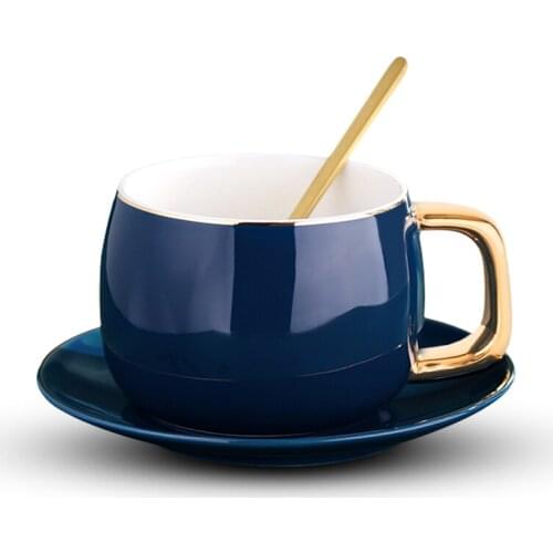 Creative Gold Coffee Cup Sets European-style Small Luxury Ceramic Home Office Afternoon Simplicity Cafe Household Tea Mug