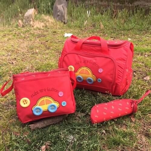 Multifunctional Mummy Bag Baby Diaper Bag Cartoon Car Pattern Maternity Baby Bag Care 3pcs/set