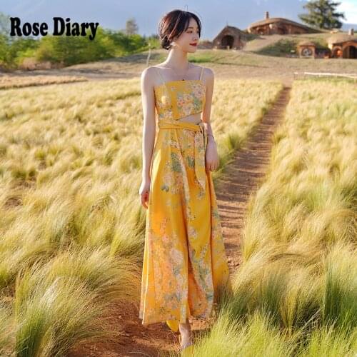 RoseDiary Fashion Designer 2021 Summer Runway New WomenS Bohemian Holiday Party Fashion Casual Gorgeous Print Sling Slim Dress