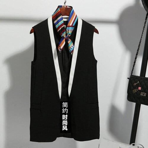 7XL Fashion Korean Hit Color Vest Waistcoat Women No Collar Slim Fit Cardigan Plus Size Sleevless Blazer Femme Jacket Tops f2644