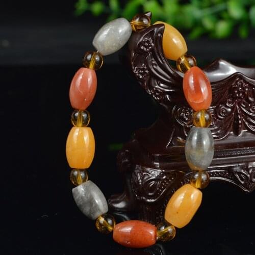 Natural Xinjiang Golden Silk Jade Oval Beads Elastic Bracelet Charm Jewellery Fashion Handmade Man Woman Luck Gifts Amulet New