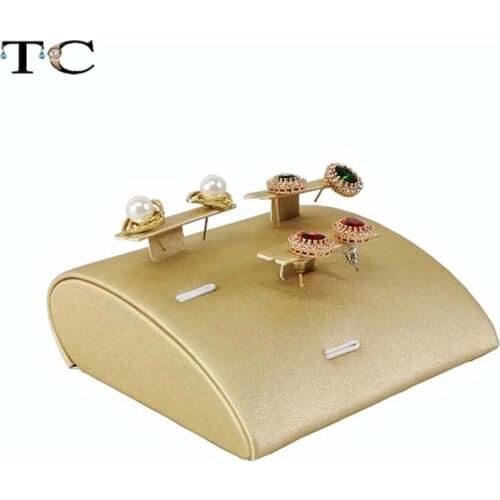 2019 Newest Gold PU Leather Jewelry Earring Rack Dangle Earrings Holder Display Showed Stand jewelry display earring display