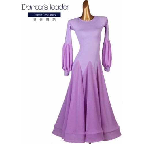 2020 New Ballroom Dance Dresses Long Sleeve foxtrot embroidery rose flower Women Stage Waltz Ballroom Dress Custom made