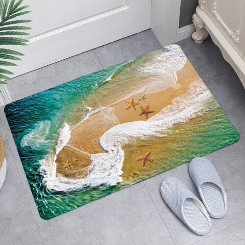Printed Antislip Mat Beach Pattern Bathroom Floor Carpet Home Decor Mats Kitchen Rugs Washable Indoor Doormat Soft Bedroom Rug