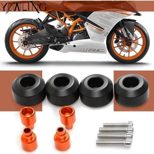 Front Rear Crash Pad WheeL Frame Slider Protection For RC 125 200 390 2012 2013 2014 Racing Motorcycle Street Bike