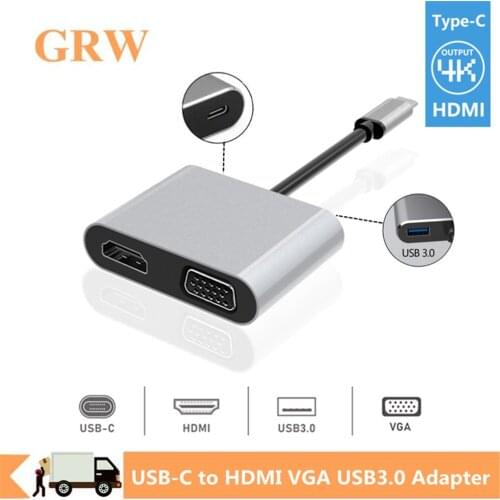 Grwibeou USB C 4k Type c to Adapter VGA USB3.0 HDMI Audio video Converter PD 87W Fast charger For Macbook pro Samsung s9 s10