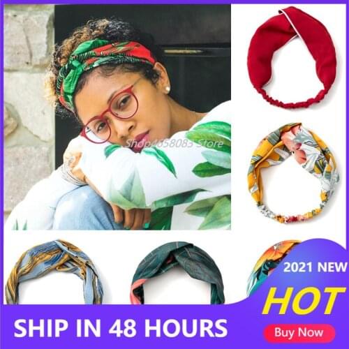 2021 New Design Fashion Women Summer Style Headbands Bohemian Girl Cross Turban Bandage Bandanas Hairbands Hair Accessories