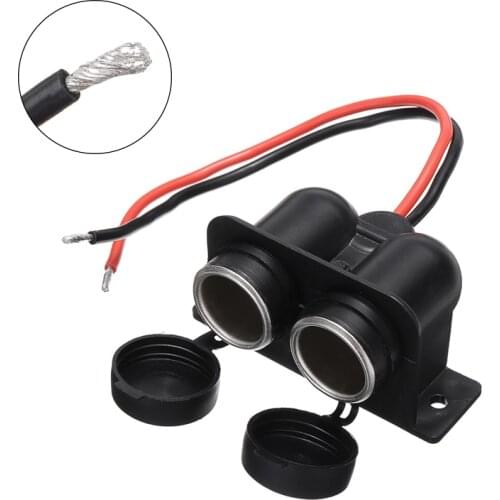 Durable 2V Car Cigarette Lighter Socket Adapter Black Charger Power Connector Outlet 20CM Cable Cars Interior Replacement Parts