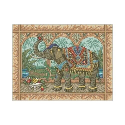 Elephant in a colorful blanket Counted Cross Stitch 11CT 14CT 18CT DIY Chinese Cross Stitch Kits Embroidery Needlework Sets