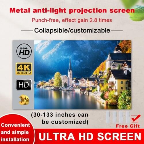High Brightness Reflective Projector Screen 60 100 130 inch 16:9 Fabric Cloth Projection Screen for Espon BenQ TD96 Home Beamer