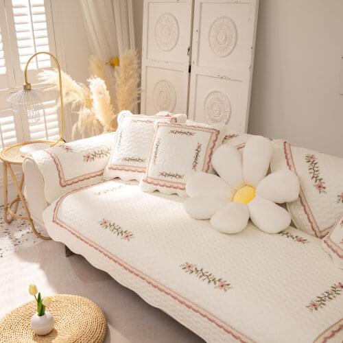 Embroidery Fabric Sofa Cover Pastoral Four Seasons Universal Cotton Modern Simple Non-Slip Slipcovers Sofa Towel