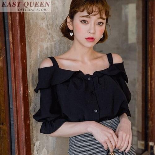 Cold shoulder tops black elegant tops for women AA3565