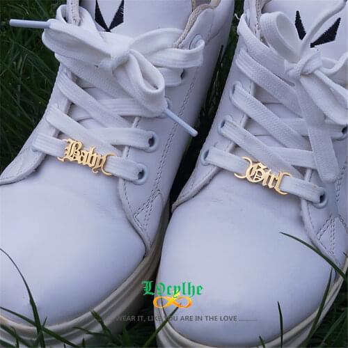 Shoe Decorations Stainless Steel Shoe-buckle Baby Girl Left Right Buckie Babe Boss Angel Shoe Fastener Bad Girl Sneaker Jewelry