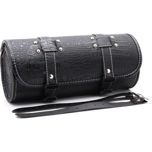 Universal Motorcycle Tool Bag Front Fork Handlebar Plastic Buckle Saddlebag Roll Barrel Racing Tail Barrel Storage Black