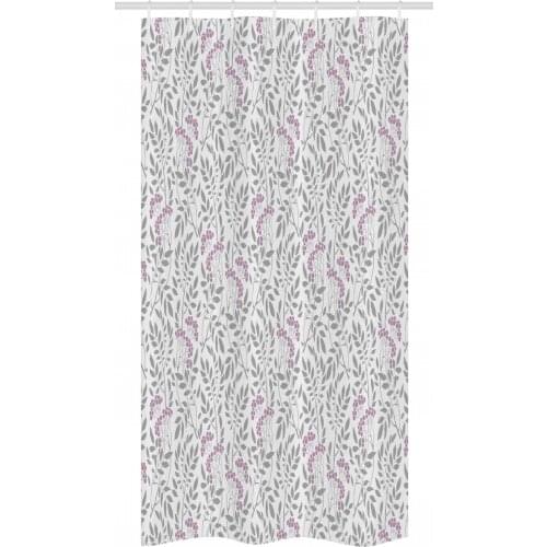 Vintage Summer Shower Curtain Set Spring and Berry Silhouettes Waterproof Fabric Narrow Bath Curtain Bathroom Decor with Hooks