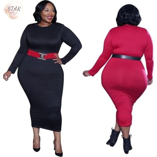 Plus Size Dress Women 5XL Elegant Solid Super Stretchy High Waist Casual Maxi Dresses Home Clothes Wholesale Dropshipping 2021