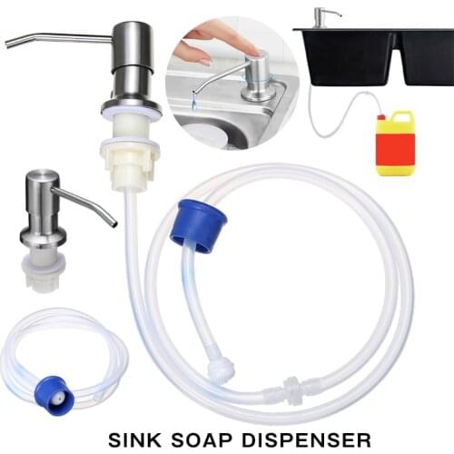 1.2M Stainless Steel Kitchen Sink Soap Dispenser Built-In Fluid Pump with Extension Tube Kit Soap Dispenser For Bathroom Kitchen