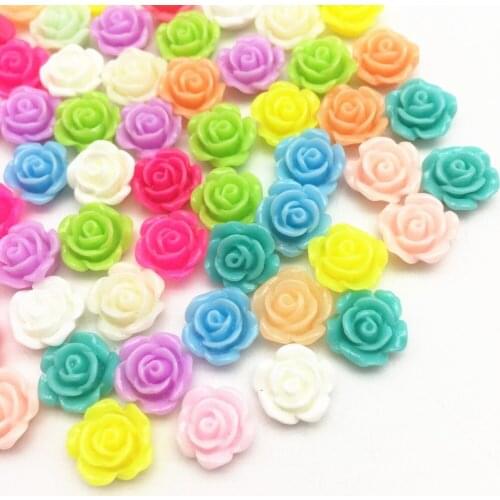 100pcs 10mm Mixed Resin Roses Flowers Embellishments For Cardmaking Scrapbooking DIY Crafts Flatbacks Cabochons Decorations