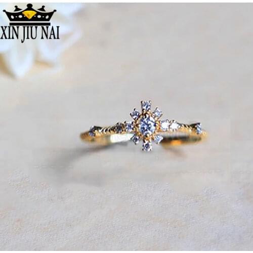 2020 hot new arrival arrives small and exquisite simple and exquisite 18 gold snowflake models engagement proposal female ring