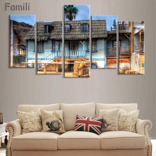 5Pieces Living room home wall modern art decoration fabric poster Spain city landscapes Canvas Poster Print