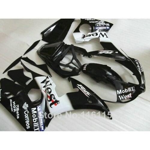ABS motorcycle fairings set for YAMAHA R6 2003 2004 2005 white black West fairing kit YZF R6 03 04 05 #194
