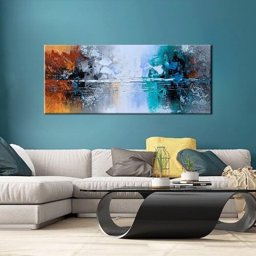 3D Abstract Landscape Oil Painting On Canvas Handmade Lake Scenery Picture Modern Wall Art Home Decoration Hand Painted Artwork