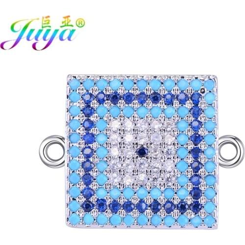 Juya DIY Accessories Supplies For Jewelry Making Colorful Stones Creative Greek Evil Eye Charm Connectors Wholesale