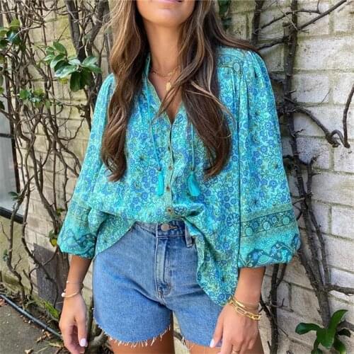BOHO INSPIRED Light Blue Blouses