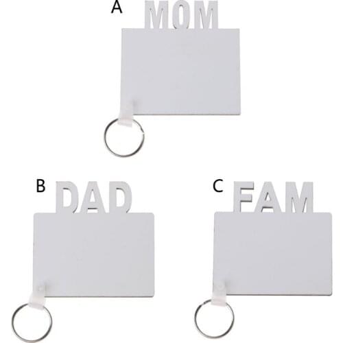 5Pcs Blank Mom Dad Family MDF Keychains Sublimation Heat Transfer Photo Wooden DIY Keychains Keyrings Kit Jewelry Making
