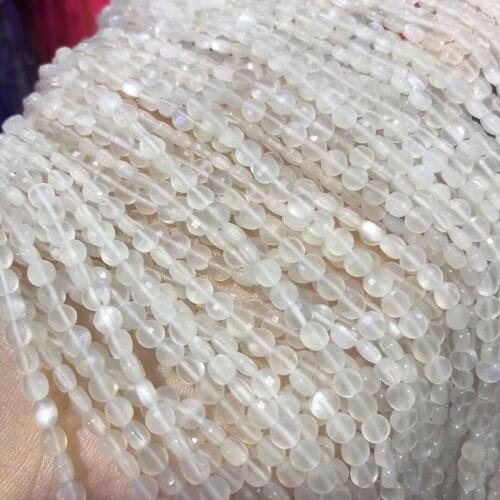 Small Beads Natural Stone Beads Natural Blue moonlight stone 4mm Section Loose Beads for Jewelry Making Necklace DIY Bracelet