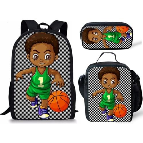 Black African Boys School Bags for Kids 3pcs/set School Backpack Children Preppy Shoulder Bookbag Students Satchel
