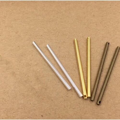 20pcs/lot 40mm Length Cylindrical Sticks Pendant Jewelry Charms Metal Tassel for Handmade Necklace DIY Findings