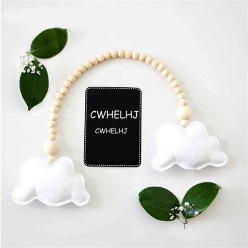 Wooden Beads Garland With Cloud Pendent Gift Decorations Wall Hanging Nursery Baby Room Decor Natural Wedding Christmas Ornament