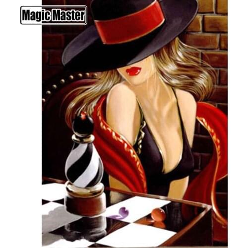 Diy 5d diamond mosaic Diamond painting cross stitch cool sexy lady with red lip fashion crystal painting rhinestone