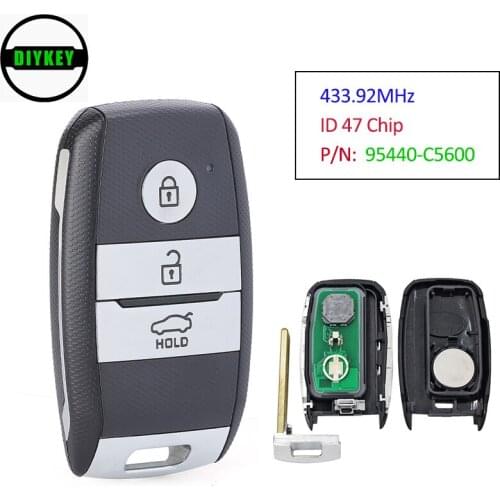 DIYKEY 3 Buttons Keyless Go Smart Remote Car Key Fob 433MHz ID47 Chip for KIA Sorento 2017 2018 2019 P/N:95440-C5600 95440C5600