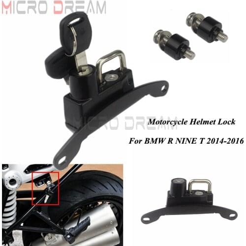 For BMW R NINE T 2014-2016 Motorcycle Left Side Black Aluminum Alloy Helmets Lock Mount Hook w/ 2 Keys