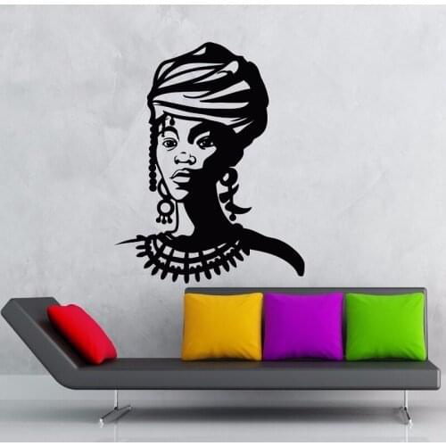 Home Decor Vinyl Black Lady Wall Sticker Beauty Salon Decoration Wall Poster Africa Beautiful Girl Wall Decals Home Art 2FZ3