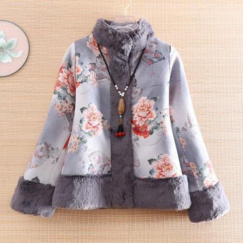 High-end Winter Women Coat Top Chinese Style Retro Jacquard Elegant Loose Lady Warm Jacket Coat Female S-XXL