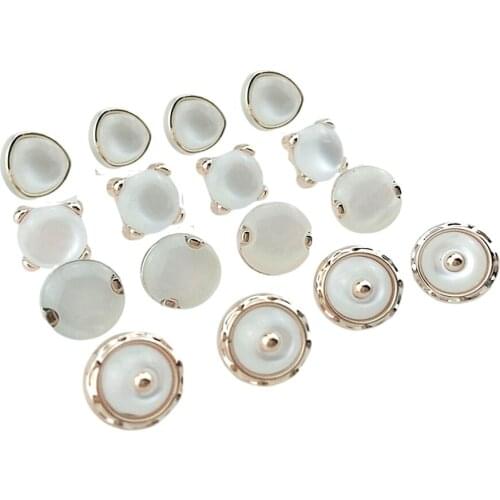 HL 20pcs 10-12mm Plating Buttons With Stone Shirt Buttons Apparel Sewing Accessories DIY Crafts