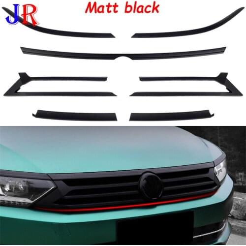 Sell well Fit For Volkswagen New Passat B8 2019 Car Styling matt black Front Hood Bumper Grille Middle Strip Cover Trim Car
